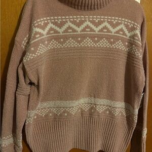 Christian Siriano Mauve and White Turtleneck Sweater